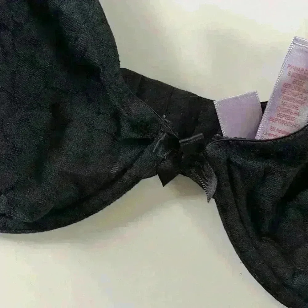 Savage X Fenty middle bow Lace Unlined Black Bra sz 34D - Picture 2 of 6